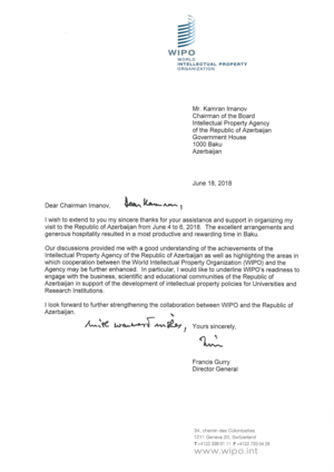 ​ÜƏMT Azərbaycanla əqli mülkiyyət sahəsində əməkdaşlığın möhkəmlənməsində maraqlıdır